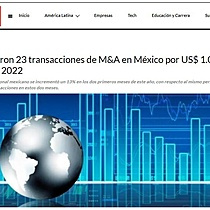 Se registraron 23 transacciones de M&A en Mxico por US$ 1.005M, en febrero de 2022